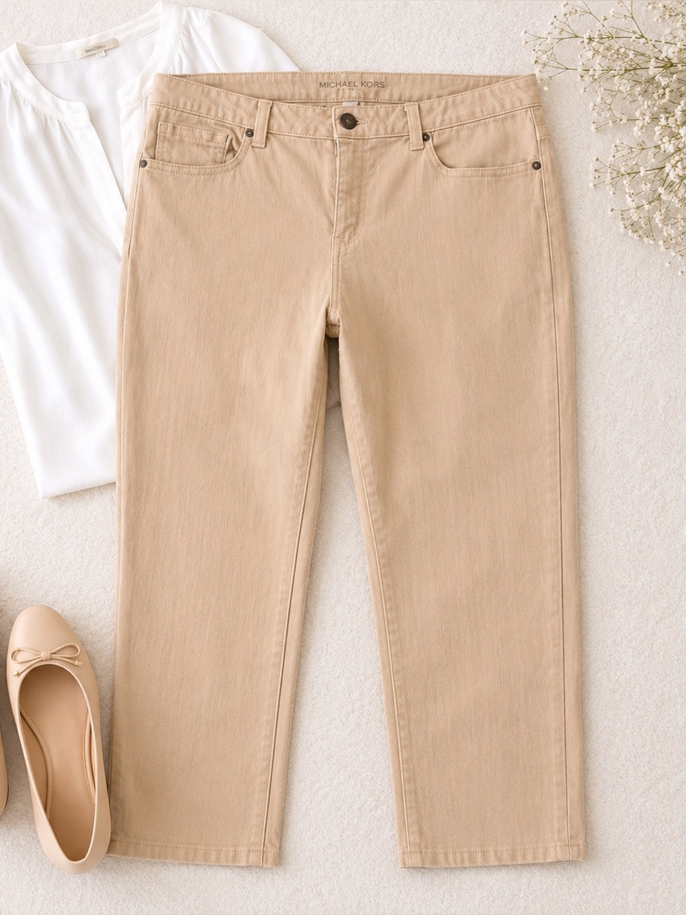 Michael Kors Tan Cropped Ankle Pants Womens Size 6 Stretch